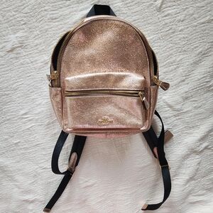 Coach Metallic Rose Gold Mini Backpack